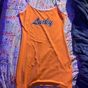 “Lucky” neon orange dress